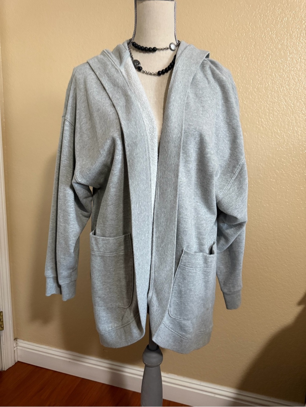 Gap Light Gray Hooded Open-Front Women's Cardigan Jacket